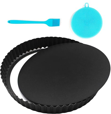 bssmmai Quicheform 28 Cm, Tarteform Mit Hebeboden, Antihaftbeschichtete Quiche Backform, Rund, Wellenrand, Obstkuchenform, Tortenboden Backform FüR Quiche, Tarte, Pie, Stahl