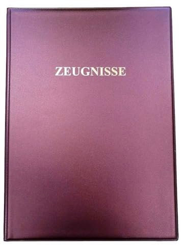 ADINA Hochwertige Zeugnismappe A4 mit 10 Hüllen (bordeaux-rot)