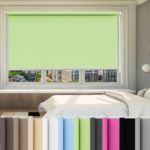 Verdunkelungsrollo 40 x 110 cm Hitzeschutz, Sichtschutz, Ohne Bohren Rollo Seitenzugrollo Verdunkelung für Schlafzimmer, Badezimmer, Wohnzimmer Fenster und Tür, Grün
