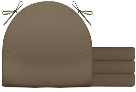 BESTORI 4er Set Stuhlkissen mit Bändern Wasserdicht Rutschfestes Sitzkissen Bequeme Halbrund Sitzpolster für Gartenmöbel Oder Stuhl Wasserdicht Garten 40 x 40 x 4 cm Braun