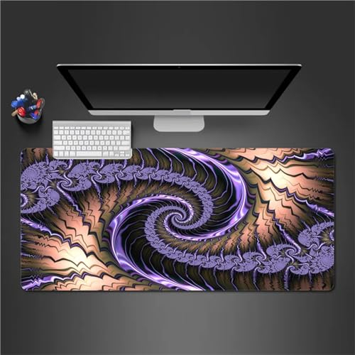 QiHon Gaming Mauspad XXL Abstraktes Lila Großes Mauspad Schreibtischauflage mit Vernähte Kanten Einer speziellen Oberfläche verbessert Geschwindigkeit und Präzision 700x300x3mm