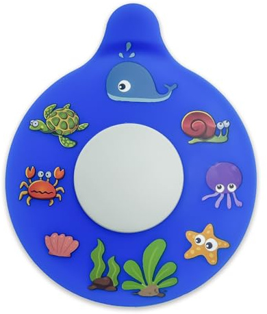 Silicone Bathtub Drain Stopper with Beach Scenery Print - Universal Tub Plug Cover, Beautiful Coral Reef Design - Ideal Gift for Kids, Tots, Babies (Blue)