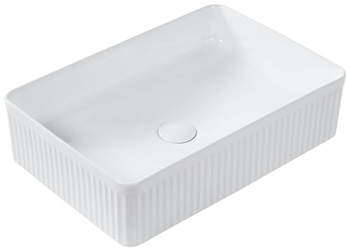 Lavabo da appoggio per bagno in ceramica lucida 500 x 340 mm Bianco