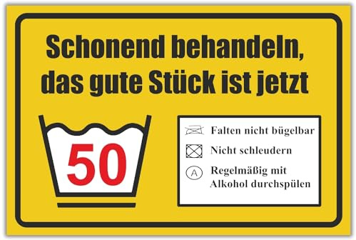 BerpaHome - Das gute Stück ist Fünfzig - 30 x 20 cm 3mm Schild - Partydeko Geburtstagskarte Geschenkidee Geburtstagsdeko - Geschenk Geburtstagsgeschenk 50. Geburtstag 50 Jahre Männer & Frauen 50er