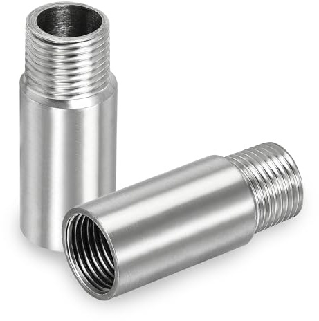 LEPEVNEY Stainless Steel Shower Head Extension Arm Shower Head Adapter, 60mm Length, 1/2PT Male to 1/2PT Female Thread - Set of 2