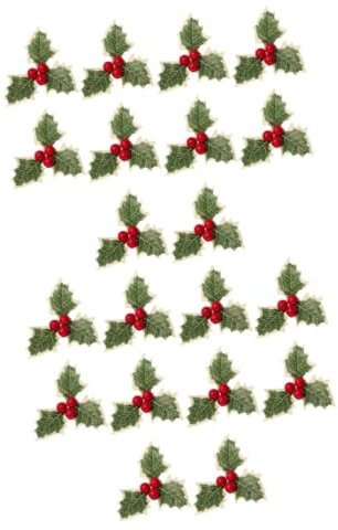 IMIKEYA Lot de 2 Décorations pour La Maison Feuilles de Baies de Noël Verdure Artificielle Faux Houx pour Décoration Darbre de Noël 10 Pièces