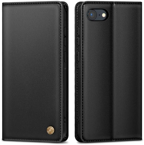 AIMOYU Handyhülle für iPhone SE 2022 Hülle/SE 2020 Hülle,Premium Lederhülle Schutzhülle Tasche für iPhone 7/8 Hülle Wallet Kartenfach Standfunktion Klappbar Flip Case für iPhone SE Hülle,Schwarz