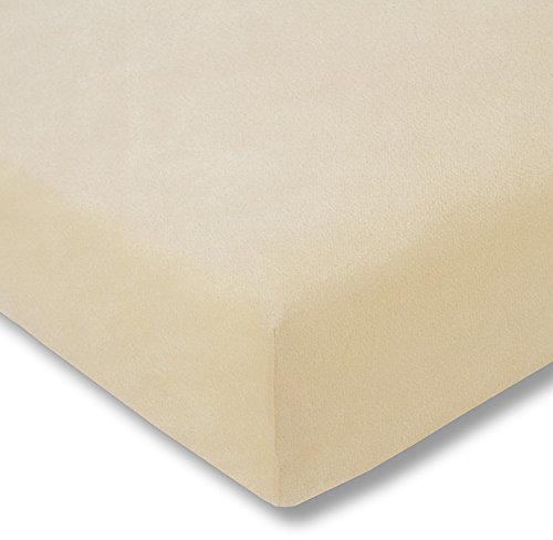 Estella Frottee Samt-Velours Spannbetttuch in Markenqualität | 80% Baumwolle + 20% Polyester Spannbettlaken 90x200-100x200 cm | Farbe: Natur (230)