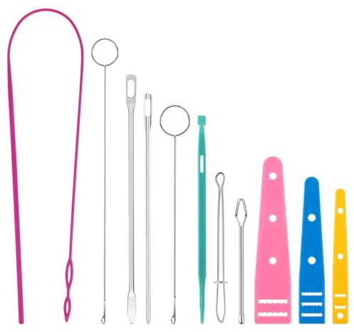 11 Stück Nadeleinfädler zum Handnähen, Einfädelhilfe für Nähnadeln, Metall Teiliges Nähschlaufen Set, Einfädelhilfen Aus Kunststoff, Einfädler für Nadeln, Flexibles Nadel Threader für Streifen