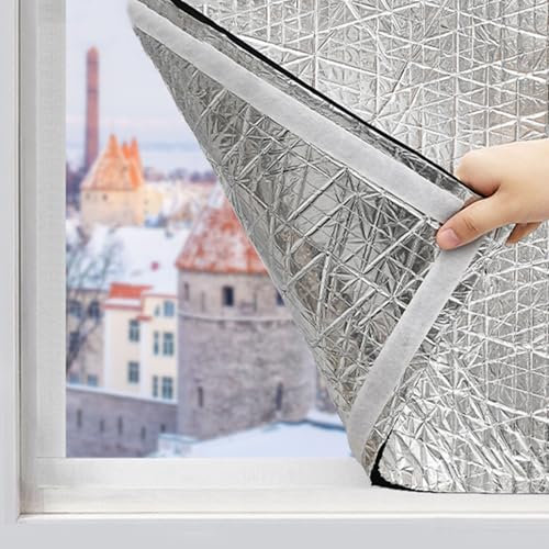 Aislante Termico VentanasD de Invierno, Estor Opaco Sin Taladrar, Rollo Aislante Termico con Cinta Adhesiva, Kit de Aislamiento para Ventanas para Mantener el Calor en Invierno(120*130cm/47*51inches)
