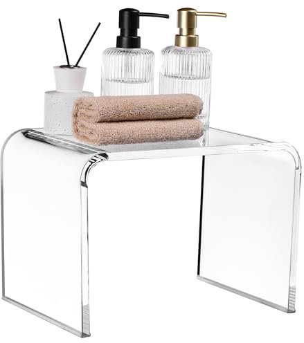 Navaris Taburete de baño antideslizante - Asiento impermeable multiuso para ducha cocina salón - Banqueta Transparente Minimalista - 33 x 23 x 23 cm