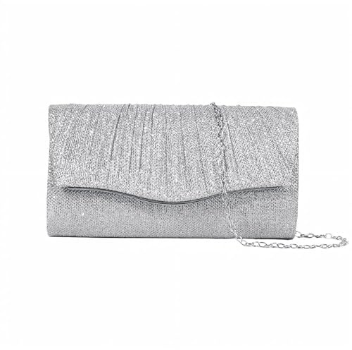 TTPSRY Elegante Abendtasche Damen Clutch Umhängetasche Klein Handtasche Brauttasche mit Glitzer und Abnehmbarer Kette