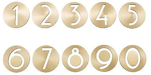 XIAOGYYE 1Pcs 6.4Cmden Brass Numbers, Round Hollow Numbers Room Number, Villa Hotel Door Plates/Number 2