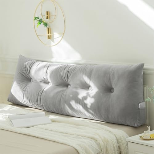 GYCF Rückenkissen,Lesekissen für Bett Sofa,Keilkissen Rückenlehne Kissen Kopfteil Gepolstert Bettkissen Wandkissen Sofakissen Groß Rueckenkissen Couchkissen Dekokissen,Light Grey,100 * 40 * 12CM