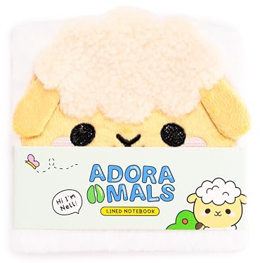 Puckator Adoramals Sheep Plush Fluffies Notebook - School Teacher Student Homework Study Planner Notepad - Collage University Essentials Journals Planners - Jotter Uni Gifts Stationery Supplies