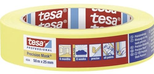 TESA Malerband Plus 4334 - Maler Klebeband für sehr scharfe Kanten, 50 Meter