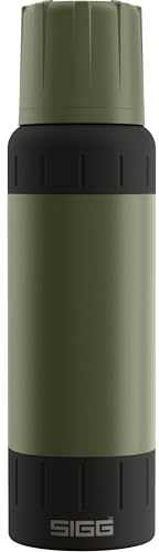SIGG – Isolerad vattenflaska – termosflaska Alpine Star Roasted Green, med mugg – 27 st. varm, 100 st. Kallt – kompakt och robust – läckagesäker – BPA-fri – utomhus, camping och vandring – grön – 1 l