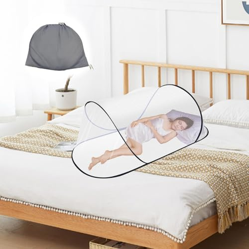 Moskitonetz Reise, 200x80x56cm Moskitonetz Pop Up mit Aufbewahrungstasche, Faltbares Tragbares Mosquito Netz Reise, Mosquito Netz Bett für Hinterhof von Campingparks, um Mücken Effektiv Vorzubeugen