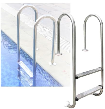 Swimming Pool Ladder,Pool Pedal Steps,2/3 Steps Swimming Pool Step with Handrails Easy Assembly, for Indoor Pool Outdoor Pool(2-Steps1.0mm)