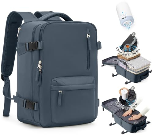 SZLX Mochila De Vacío Equipaje De Mano Mujeres, Mochila Airbag Con Sistema De Vacío Para Viajes, Ryanair Mochila De Viaje Tamaño Cabina Con Bomba Impermeable Maleta De Vacío Para Hombres