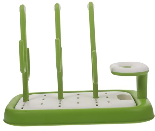 WEKAMOS Secador de Biberones y Accesorios para Bebés, Estante de Secado Portátil en Tonos Claros y Verde, Material Seguro, Rejilla Vertical para Secar Biberones y Tazas, Adecuado para Uso