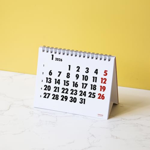 OCTÀGON DESIGN | 2026 Calendario de Escritorio Vinçon | Diseño minimalista y funcional | 12 meses | Tamaño Pequeño - 15,5 w x 12 h cm