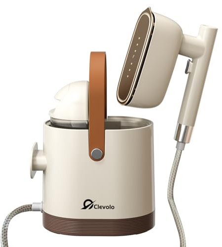 Clevolo Fer à Repasser Double Usage (Vertical/Plan) Vapeur Centrale 1500w Arrêt Automatique 45g/min Coup de Vapeur et Repassage à Sec/Défroisseurs vapeur verticaux Réservoir de 1,5L Crème/Lilas