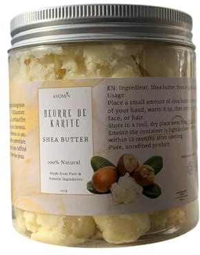 AYOMIN Burro di karité 100% naturale, 200 g, idratante per corpo, tutti i tipi di pelle, senza parabeni, formato vaso
