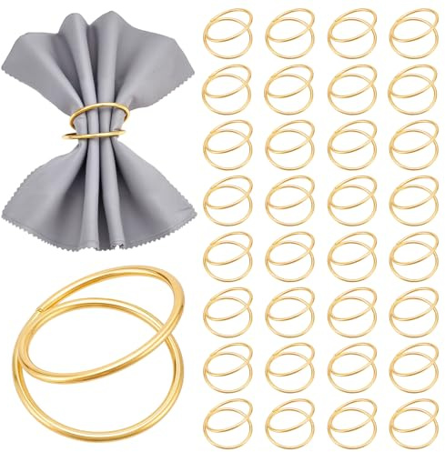 Peacoblue 40 Pcs Gold Spiral Napkin Rings Holders with 1Pcs Box, Modern Stainless Steel Napkin Ring Holders for Table Decor Settings, Vintage Napkin Ring for Wedding Christmas Party