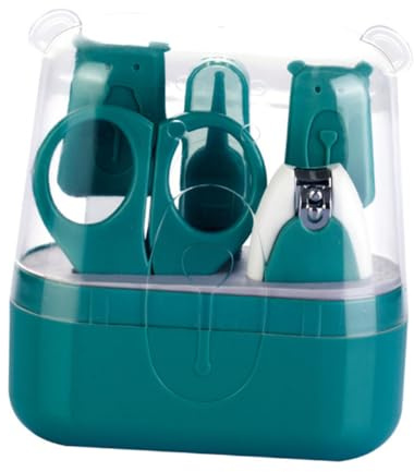 Juego de Cortaúñas para Bebés de ABS y Acero Inoxidable Verde | Cortador de Uñas Bebe, Caja de Almacenamiento Incluida, Agarre Cómodo y Fácil de Sostener para Niños Pequeños