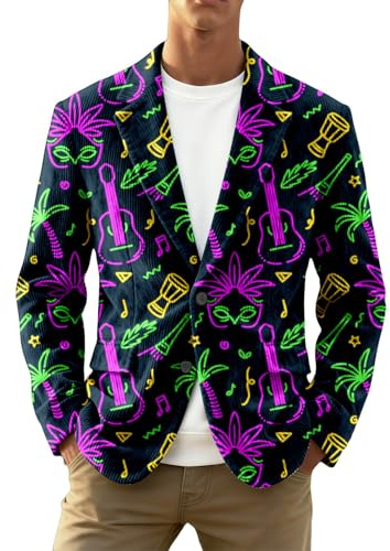 Blazer Uomo Casual, Giacca in Corduroy con Paillettes Glitter per Uomo per Performance da Palco, Feste e Eventi Formali