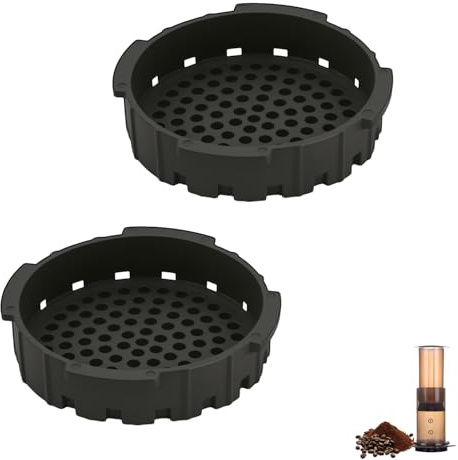 2 Pcs Coffee Filter Caps for AeroPress, Pressure Control Replacements | No-Drip Brewing Attachments For Coffee And Espresso, Black Kitchen Accessories