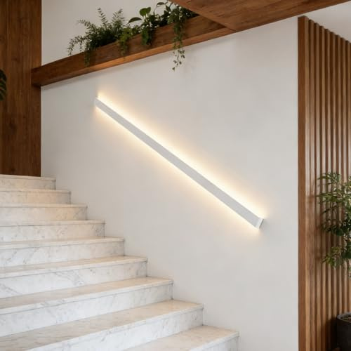 Ringhiere per Corrimano con Luce a LED, Corrimano per Scale Interne a Parete, Corrimano per Scale Illuminato a LED con Sensore di Movimento, Tre Regolazioni del Colore della Luce white 1.5M