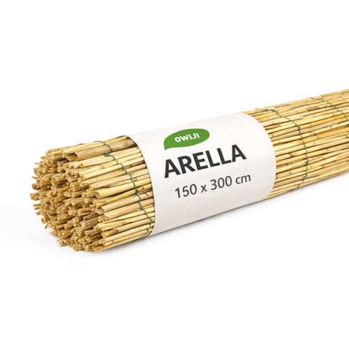 OWIJI Arella Bamboo Da Esterno Frangivista Per Recinzione 150 x 300 cm Giardino Arelle Bambu Naturale Coperture Decorazione Terrazzo Privacy Ombreggiante Diametro 4/6mm Colore Filato Assortito