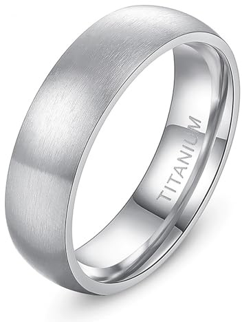 TIEHOKTW Eheringe Verlobungsringe 4MM/6MM/8MM Silber/Gold, Hochzeitsringe Titan Schlicht mit Gravur Freundschaftsringe Gebürstet Ohne Stein Modeschmuck Unisex Ringe Größe 47-72