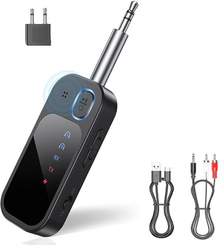 5.4 Bluetooth Adapter, 2 in 1 Bluetooth Transmitter Empfänger, Klinke 3,5mm für Desktop, Laptop, PC, Headset, Tastatur, Maus, Bluetooth Stereo, Unterstützt TF-Karte und Doppelgeräteverbindung