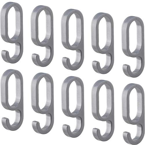Gedotec Einhängehaken Kunststoff silber- für Schrankstange Oval H10623 | 10 Stück - Kleiderhaken für Ovalstangen | 60 x 23 mm (H x B) | Aufhänger - Haken zum Schieben auf das Oval-Schrankrohr