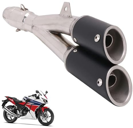 1,5-2 Double Echappement Moto,pour Motocross Moto de Rue scooter ATV Quad | Entrée Thunder Tail Double d'échappement Slip-on à Enfiler