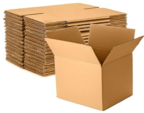 Wellpack Europe Small Medium Large Cardboard Packing Moving Removal Shipping Storage Boxes Pack 5, Size 30x30x30cm - 27L