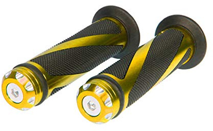 LERTREE 7/8 Aluminum Rubber Gel Hand Grips for Motorcycle Sports Bikes Handlebar (Gold)