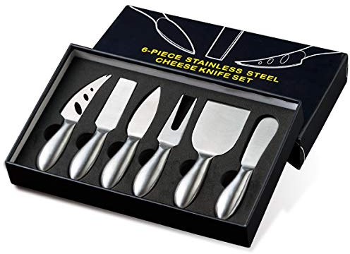 Cheese Knife Set, Cream Parmesan Cheese Knives Spreader Fork, Charcuterie Board Accessories, Complete Stainless Steel, 6-pack