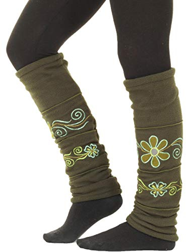 PUREWONDER Damen Stulpen Beinstulpen Fleece Beinwärmer lw30 Grün