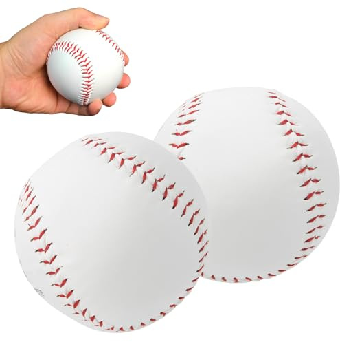 Deror 2Pcs 12in Softball Balls, Hand Sewn, PU & Sawdust, White, 9.7cm/3.8in, 310g/10.9oz, Adult, Softball Training