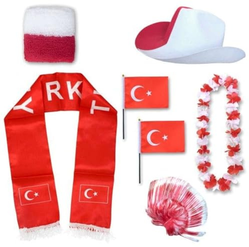 Sonia Originelli Fan-Set Türkei Fan-Set 1 XXXL Irokese - Türkische Fanartikel EM WM Fußball Party Karneval