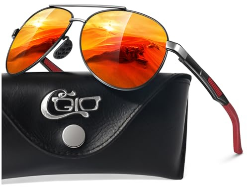 CGID Gafas de sol Hombre Mujer Polarizadas, Al-Mg Pilot Metal Bisagra de Resorte, GA61 Estilo Militar Protección UV400