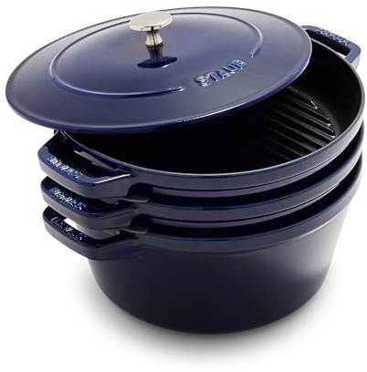 Staub Cast Iron 4-pc Stackable Set - Dark Blue