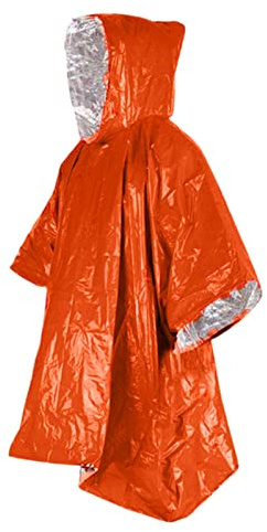 4Pcs Ponchos de Survie - Couverture Survie ? Poncho Pluie - Imperméable Couverture de Survie D'urgence en Film D'aluminium - Couverture Thermique Équipement de Survie pour Camping, Randonnée (Orange)