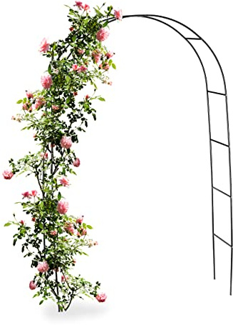 Relaxdays Arche à Rosier en métal, Portail pour Jardin, HxLxP: 240 x 140 x 38,5 cm, tuteur pour Plantes grimpantes, Noir