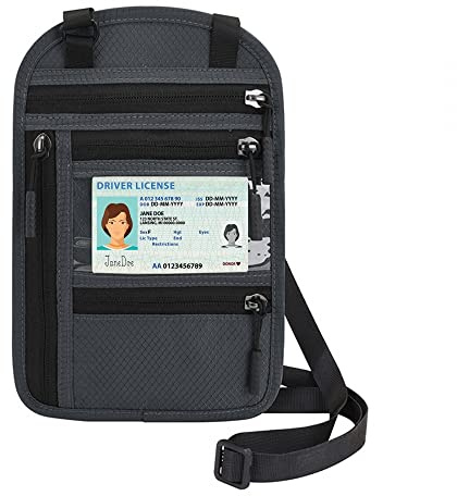 DONGKER Brustbeutel mit RFID-Schutz, Wasserdicht Herren/Damen Brusttasche, Reise Umhängebeutel Tasche mit Verstellbarem Halsriemen für Smartphone und Reise Dokumente