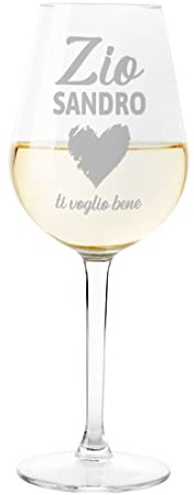 Colorfamily Calice Personalizzato Vino Ti voglio bene Zio PERSONALIZZABILE con nome Compleanno Natale Matrimonio Fidanzamento - Bicchiere in Vetro 500 ml